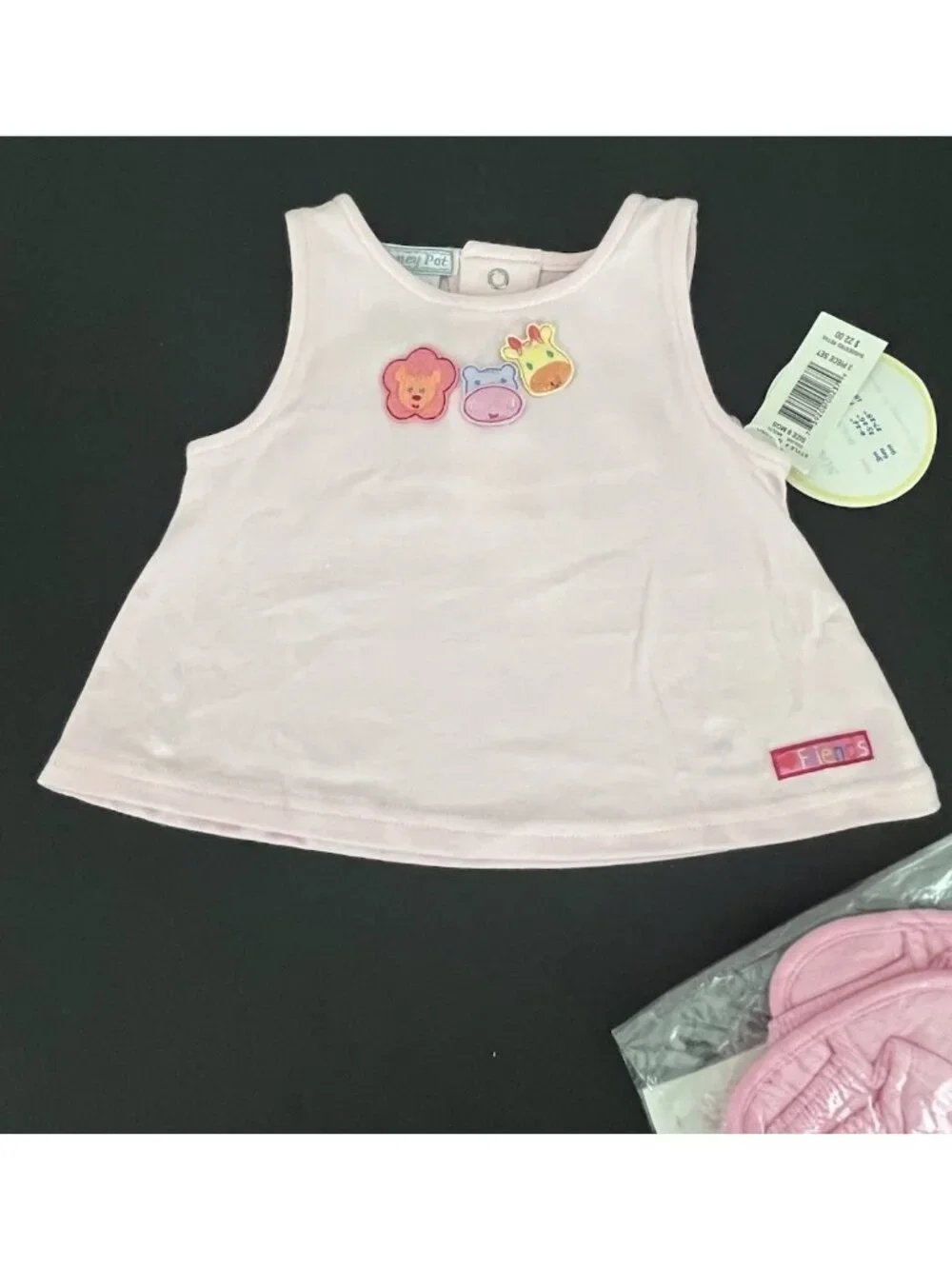Honey Pot Baby Girl's 9 Months 2pc Outfit Top & Bloomer w/ Sandals Zoo Animals